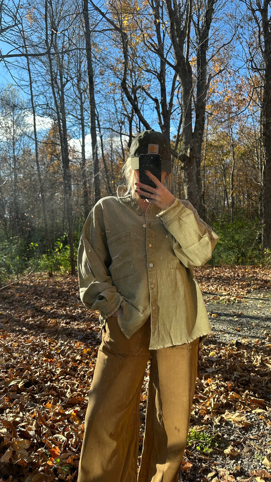 olive/mocha button down